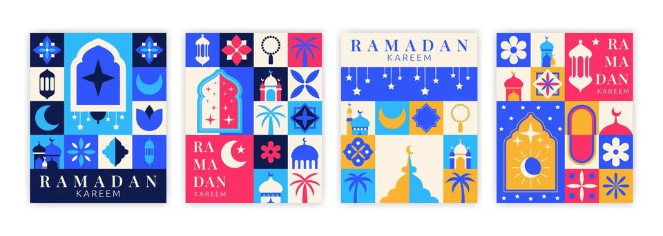 Ramadan card. Eid Islam pattern. Arab Mubarak background. Bauhaus geometric.. Stock Illustration