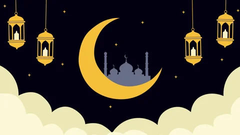 Ramadan Crescent Moon and Mosque Silhouette Night Scene 스톡 동영상 331917435