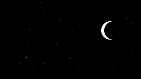 Ramadan crescent moon with soft star particles animation on black background  Stock Footage 329469609