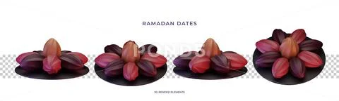 Ramadan Dates 3D Render Design Elements Plantilla PSD