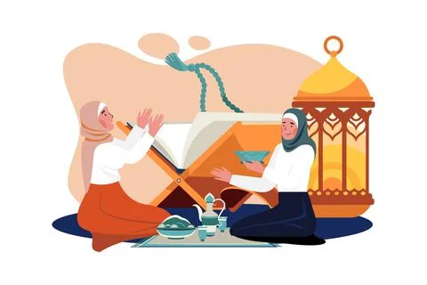 Ramadan Day Illustration concept. A flat illustration isolated on white backg Stock Illustration
