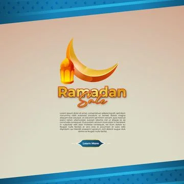 Ramadan design with diagonal pattern, blue gradient, and 3d moon isolation Stock Illustration