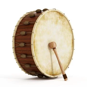Ramadan drum and drumstick. 3D illustration Stock Illustration