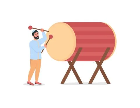 Ramadan drummer flat color vector faceless character Stock-Illustration