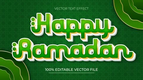 Ramadan Editable Text Effect Design Template with green color style Stock Illustration