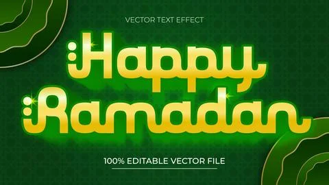 Ramadan Editable Text Effect Design Template with green color style Stock Illustration