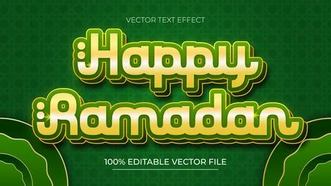 Ramadan Editable Text Effect Emboss Modern Green Style Stock Illustration