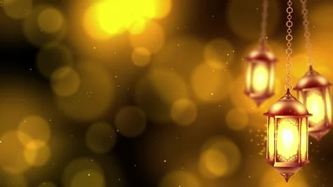Ramadan eid Lantern with Bokeh gold particle Animation for LED Screens in 4K Vídeos de archivo 334660771