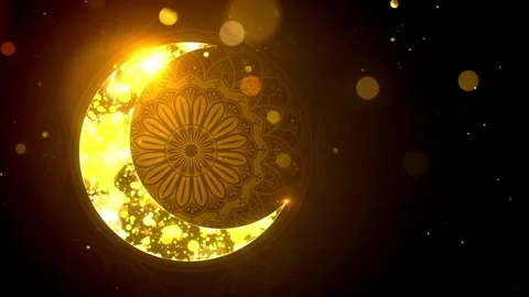 Ramadan eid Lantern with Bokeh gold particle Animation for LED Screens in 4K Vidéo 334660876