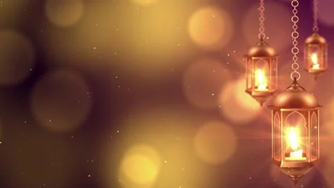 Ramadan eid Lantern with Bokeh gold particle Animation for LED Screens in 4K 動画素材 334660904