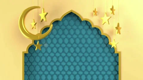 Ramadan Eid Mubarak Animated Paper Craft with crescent moon Motion Graphics for Vídeo Stock 334661015