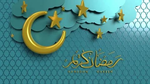 Ramadan Eid Mubarak Animated Paper Craft with crescent moon Motion Graphics for 스톡 동영상 334661021
