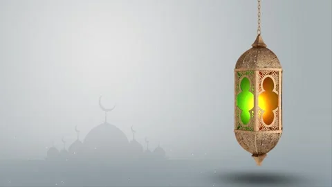 Ramadan  Eid Mubarak Arabian Style Hanging Lantern Pattern Background Stock Footage 335557070