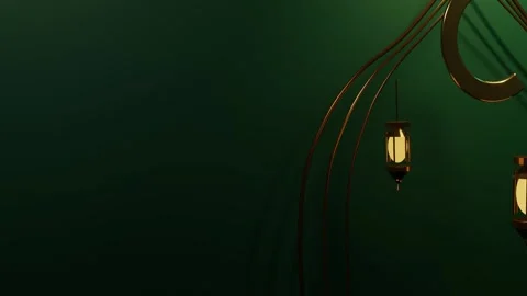 Ramadan Emerald Gold Lantern Arch Luxury Motion Background Stock Footage 346263536