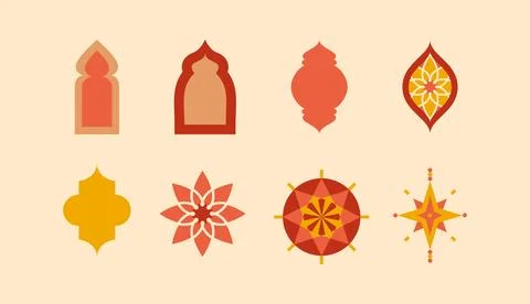 Ramadan Flat Frame Objects Stock Illustration