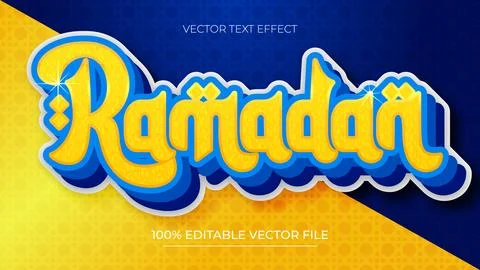 Ramadan gold text effect vector with Islamic Style on Orange background Stock Illustration