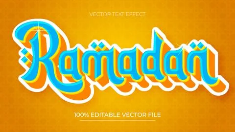 Ramadan gold text effect vector with Islamic Style on Orange background 스톡 일러스트
