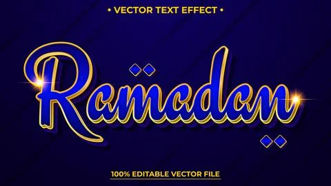Ramadan Gold Text Style Effect with Elegant Islamic Style Stock Illustration