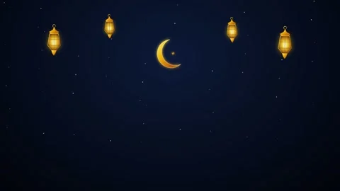 Ramadan Golden Crescent Moon and Swaying Hanging Lanterns Loop with 4K Loop 스톡 동영상 346126513