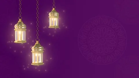 Ramadan Golden Lantern with Particle Loop Illustration