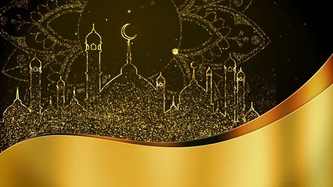 Ramadan with golden particles mosque background looped Video stock 107038371