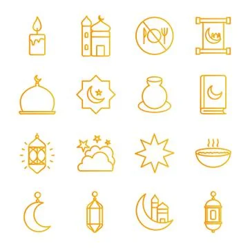 Ramadan gradient style icon set vector design Stock-Illustration