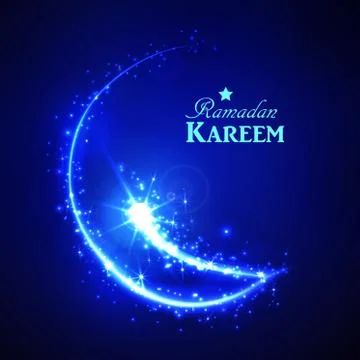 Ramadan greeting card on blue background Stock Illustration