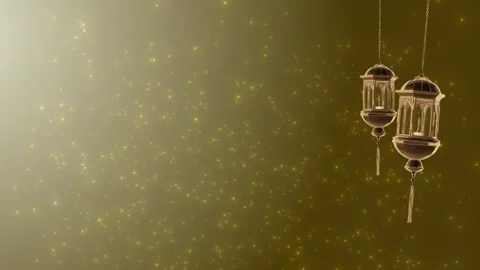 Ramadan greeting card burning flame, ornamental white lanterns. Traditional Stock Footage 176908853