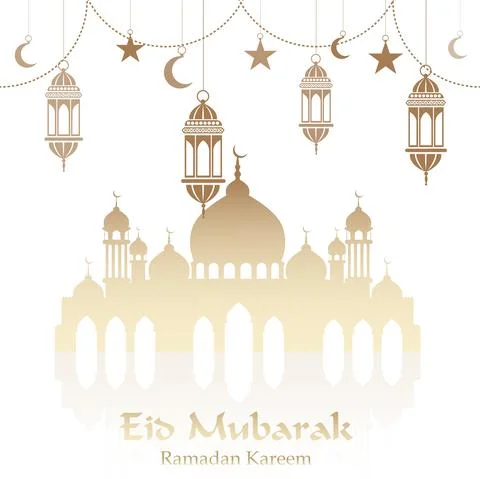 Ramadan greeting card with a mosque. Vector Stock Illustration