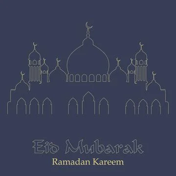 Ramadan greeting card with a mosque. Vector Illustrazione stock