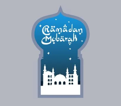 Ramadan Greeting Text At Door Frame Stock Illustration