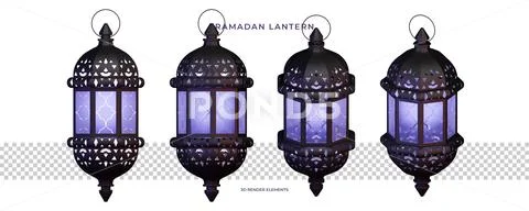 Ramadan Hanging Lantern 3D Design Elements PSD Template