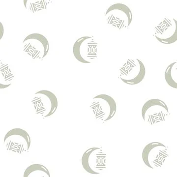 Ramadan holiday glyph vector seamless pattern Stock Illustration