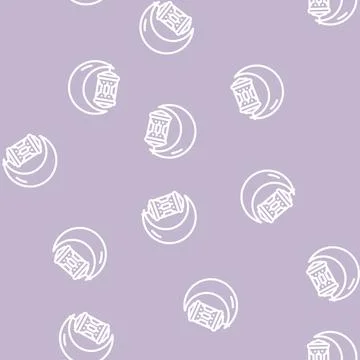 Ramadan holiday line vector seamless pattern Illustrazione stock