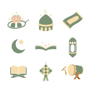 Ramadan icon set Illustration
