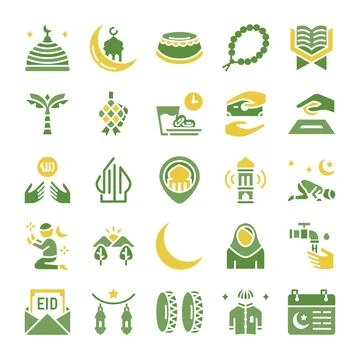 Ramadan icons bundle. Flat icon style. Illustrazione stock
