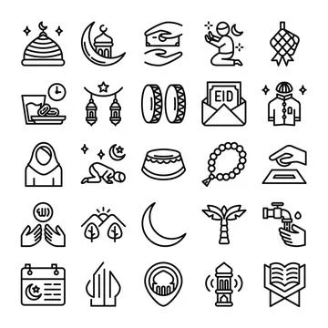 Ramadan icons bundle. Stock Illustration