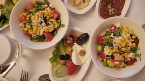 Ramadan Iftar Table with Dates and Traditional Dishes Stock Footage 305022356