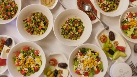 Ramadan Iftar Table with Dates and Traditional Dishes Stock Footage 305022373