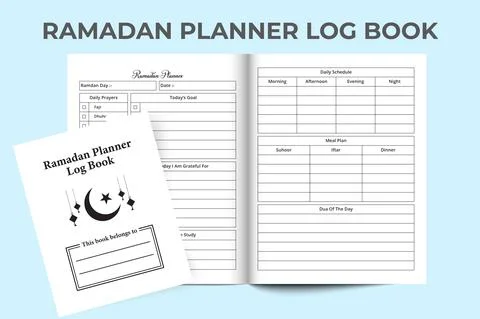 Ramadan information notebook KDP interior. KDP interior logbook. Ramadan meal Stock Illustration
