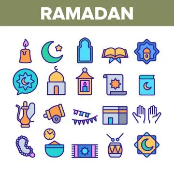 Ramadan Islam Collection Elements Icons Set Vector Illustrazione stock