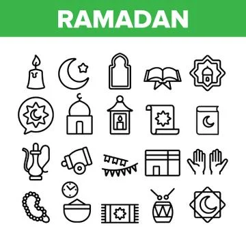 Ramadan Islam Collection Elements Icons Set Vector Stockillustratie