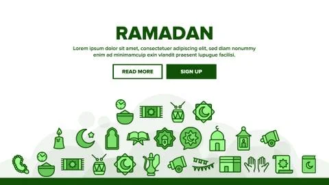 Ramadan Islam Landing Header Vector Stock Illustration