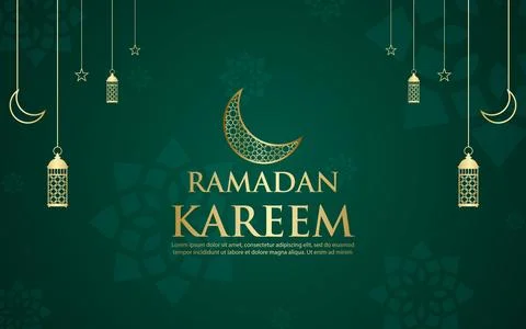 Ramadan Islamic background with moon, stars, and lanterns. Ramadan Kareem g.. Stock Illustration