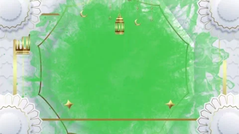 Ramadan Islamic Frame Green Screen Lantern Stockbeeldmateriaal 344764976