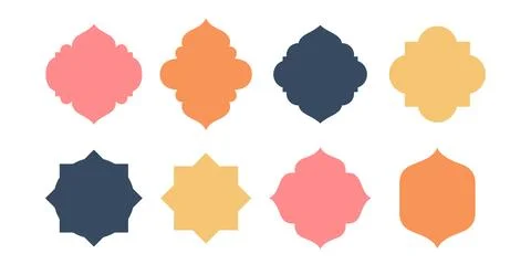 Ramadan islamic frame shape collection. Vector flat color arabic geometric .. Stock Illustration