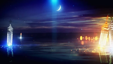 Ramadan islamic Lakeview background Stock Footage 107478897