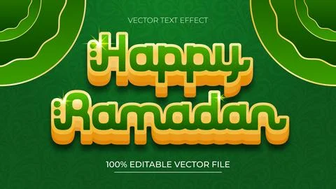 Ramadan Kareem 3d text effect and editable text effect green color style Stock Illustration