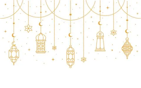 Ramadan Kareem and Eid Mubarak Arabian lanterns Illustrazione stock
