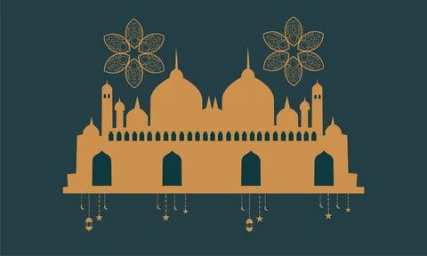 Ramadan kareem background banner vector set with luxury ornament ramadan ei.. Stock Illustration
